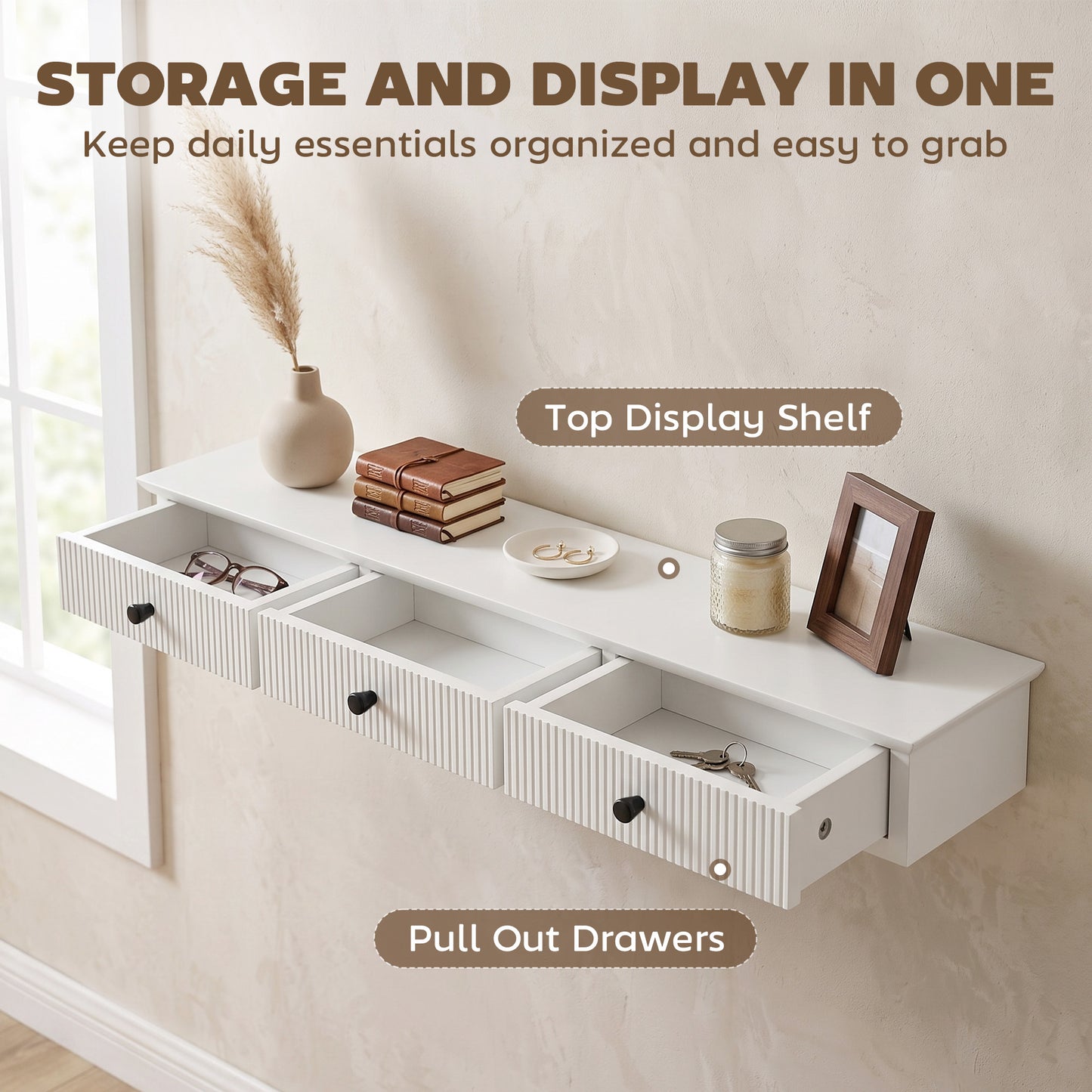 Shelf Wall-Mounted 93 x 15 x 10 cm White