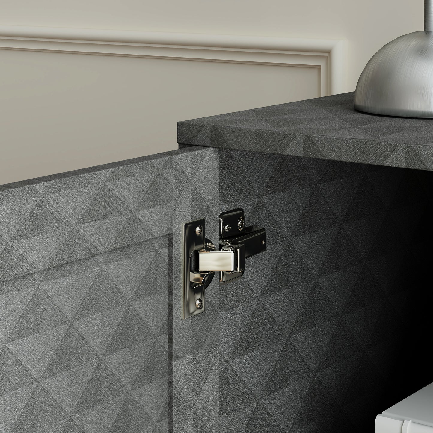 Cupboard with Adjustable Shelf, Open Compartment, 2 Drawers, Grey