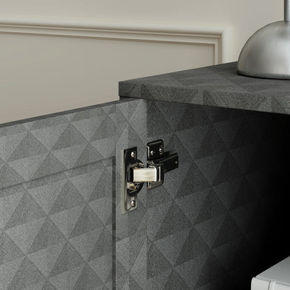 Cupboard with Adjustable Shelf, Open Compartment, 2 Drawers, Grey