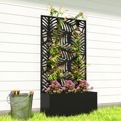 Metal Raised Garden Bed with Trellis, Outdoor Elevated Planter Box