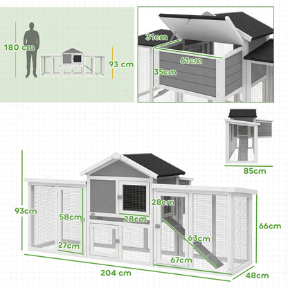 Wooden Chicken Coop Hen House with Nesting Box Run