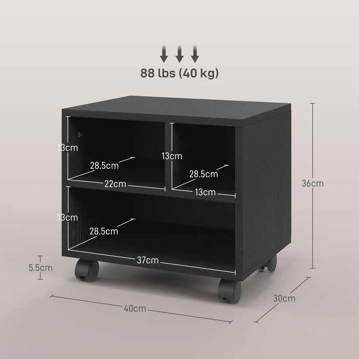 Printer Stand with Storage Printer Cart on Wheels for Home Office Black