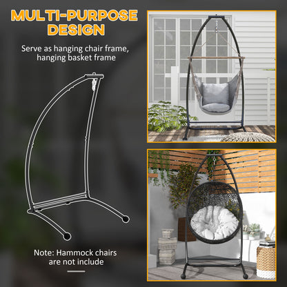 Hammock Chair Stand, C Shape Hanging Heavy Duty Metal Frame Hammock Stand for Hanging Hammock Air Porch Swing Chair, Black