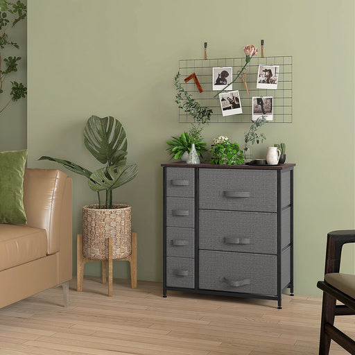 Chest of Drawers with 7 Dresser Drawers for Home Bedroom, Dark Grey