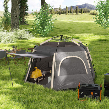 Instant Camping Tent, 4 Person Easy Setup Dome Tent, Dark Grey