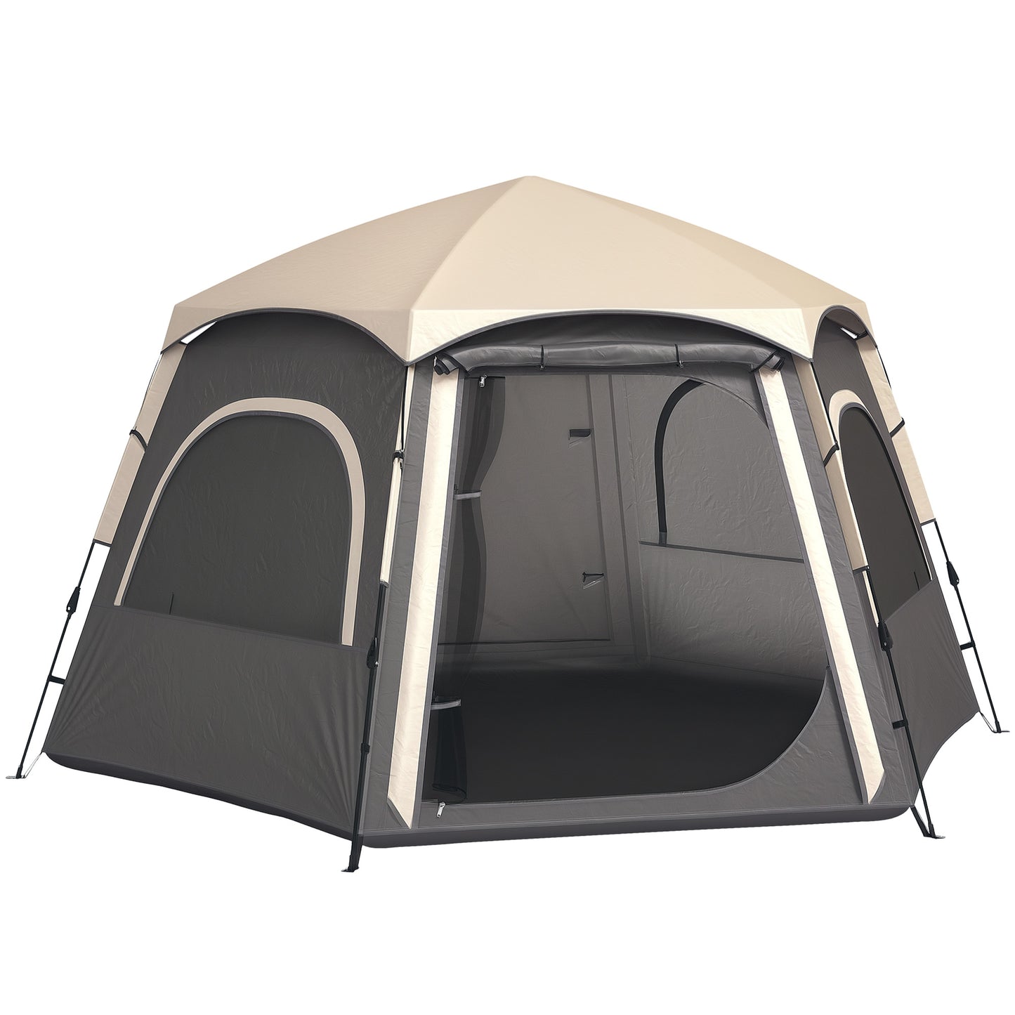 Instant Camping Tent, 4 Person Easy Setup Dome Tent, Dark Grey