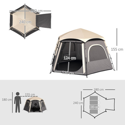 Instant Camping Tent, 4 Person Easy Setup Dome Tent, Dark Grey