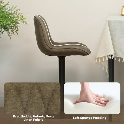 Bar Stools Set of 2, Modern Armless Bar Chairs, Brown