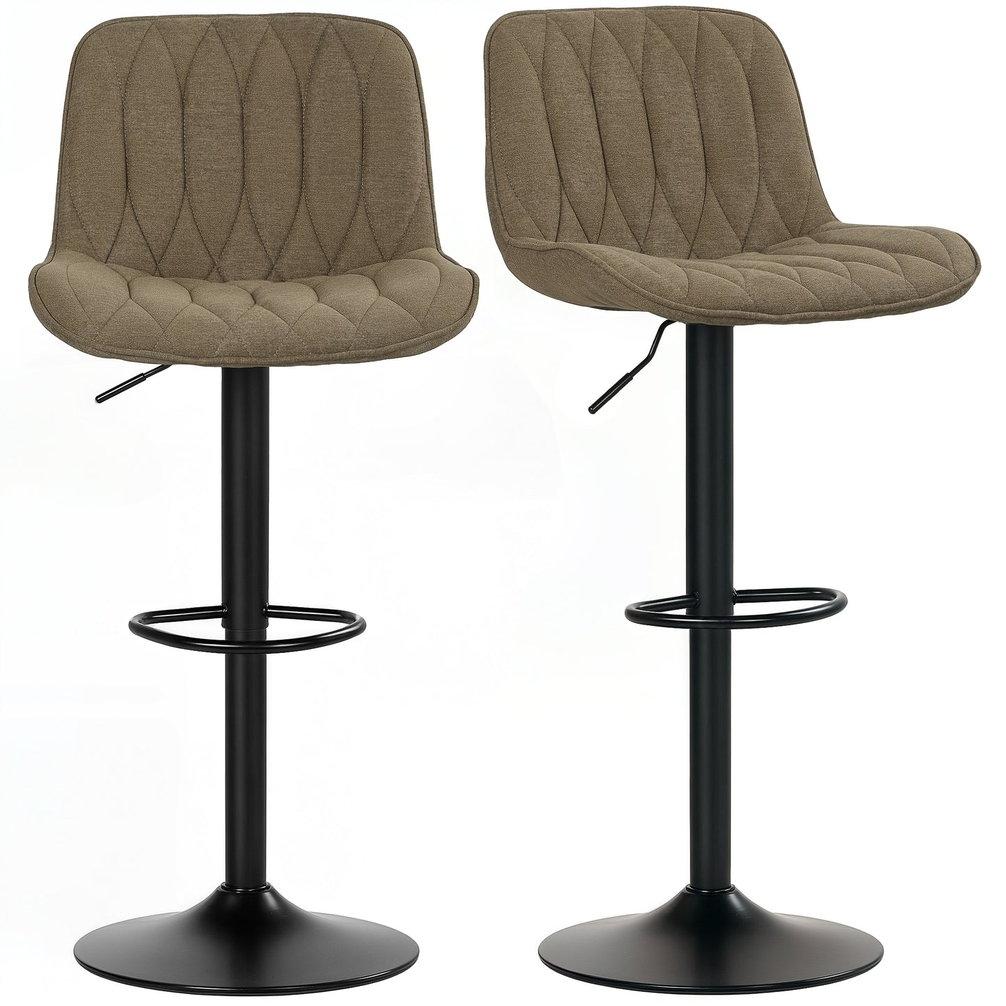 Bar Stools Set of 2, Modern Armless Bar Chairs, Brown