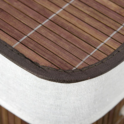 2 Section Collapsible Laundry Hamper Lid Removable Lining, Brown