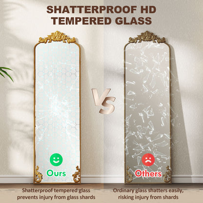 50 x 160 cm Full Length Mirror with Metal Frame, Gold Tone