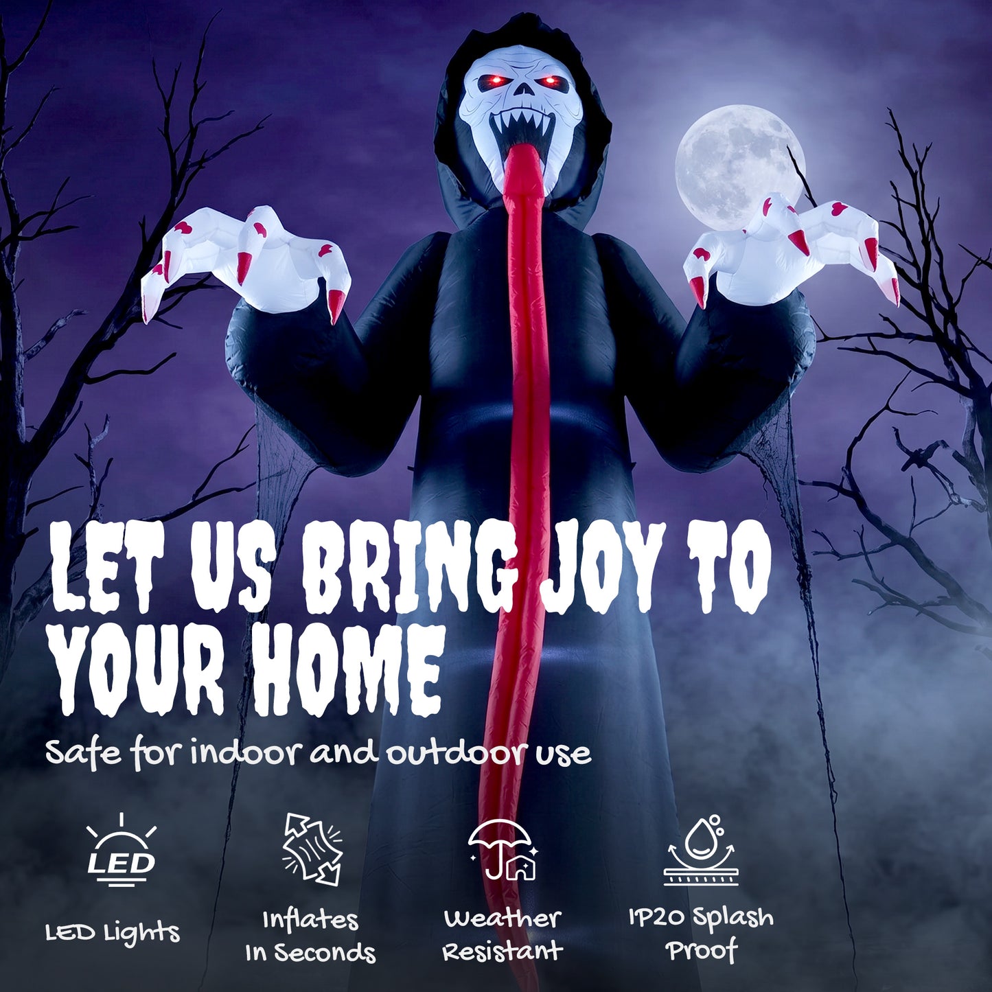 10 FT Halloween Inflatable Skeleton with Built-in LED Lights