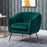 Velvet-Feel Tub Armchair, with Gold Tone Legs - Green