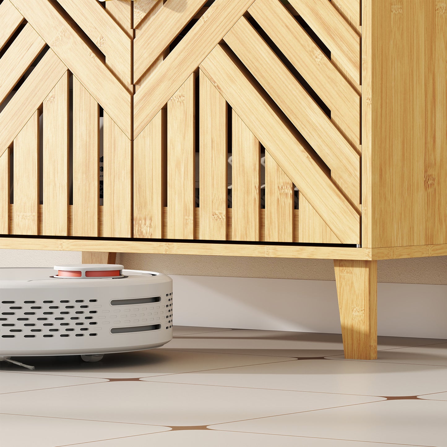 Bamboo Bathroom Under Sink Cabinet with Adjustable Shelf, Natural