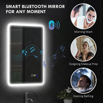 500 x 700 mm Bluetooth Bathroom Mirror with LED Lights Wall Mounted