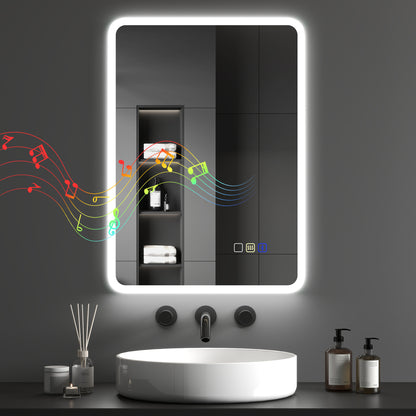 500 x 700 mm Bluetooth Bathroom Mirror with LED Lights Wall Mounted