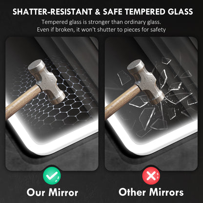 500 x 700 mm Bluetooth Bathroom Mirror with LED Lights Wall Mounted