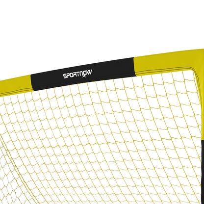 Set of 2 Pop Up Football Goal, 5 x 3.5ft Portable Folding Football Net with Carry Bag, 8 U-Shaped Ground Stakes, Fibreglass Pole, Training Equipment for Indoor and Outdoor Use, Easy Setup