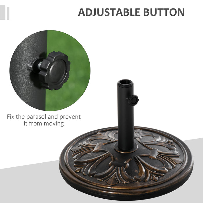 13kg Round Umbrella Base Outdoor Parasol Base Weight Stand Holder for Outdoor Garden Bronze Tone