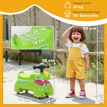 Kids Ride On Car, Dinosaur Shape Toddler Walker, Green