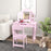 Kids Dressing Table Set Make up w/ Stool, Drawer, for Playroom