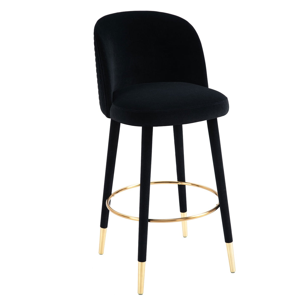Bellucci Circles Counter Stool - Black - Brass Caps