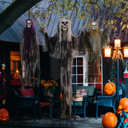 Set of 3 Hanging Skeleton, Flying Ghost Halloween Decorations
