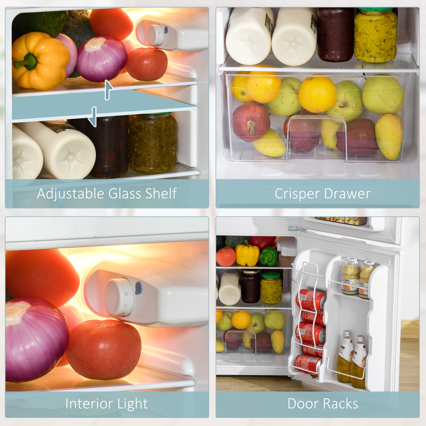 88L Small Fridge Freezer with 5-Setting Thermostat, Inner Light