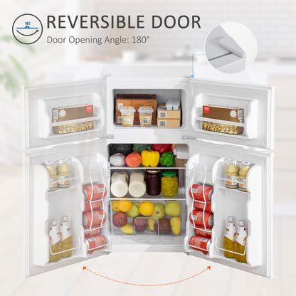 88L Small Fridge Freezer with 5-Setting Thermostat, Inner Light