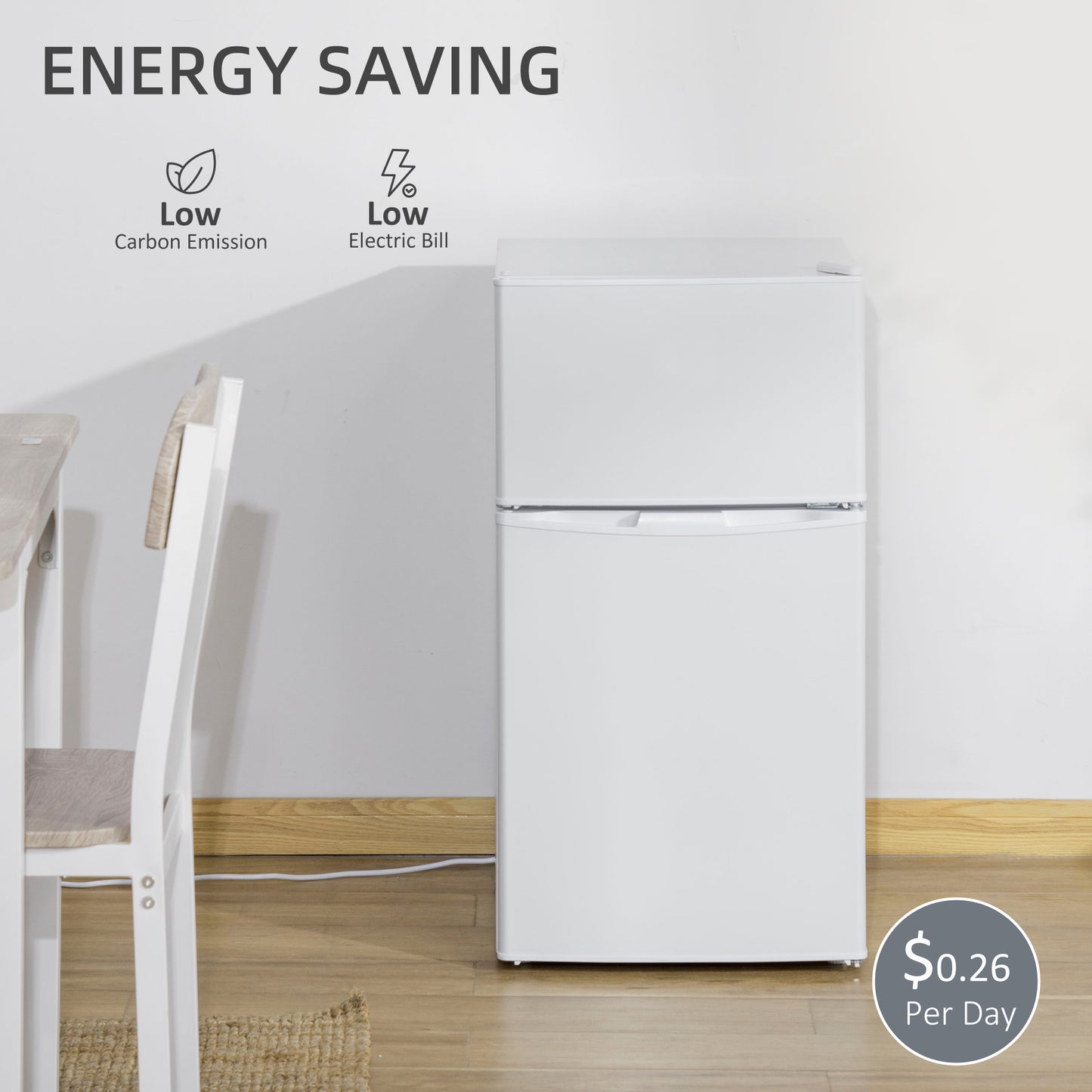 88L Small Fridge Freezer with 5-Setting Thermostat, Inner Light