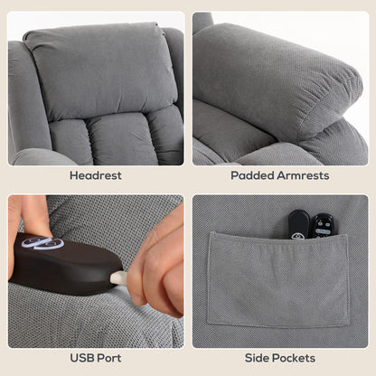 Power Lift Recliner Chair, Reclining Chair with Massage, Light Grey