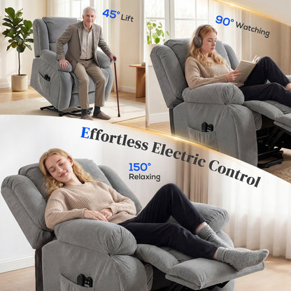 Power Lift Recliner Chair, Reclining Chair with Massage, Light Grey