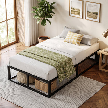 12 Slats Metal Platform Bed Frame with Storage Bag, Black