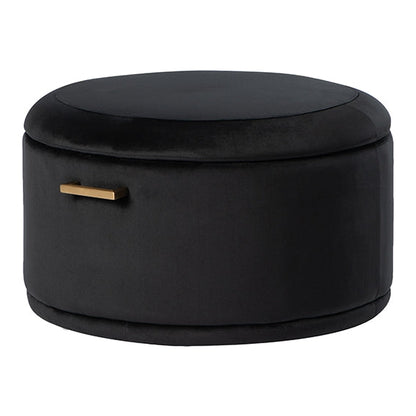 Aria Storage Ottoman – Black – Brass/Silver