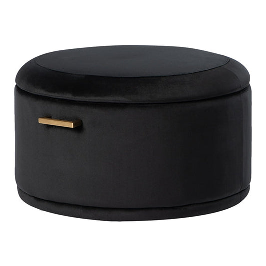 Aria Storage Ottoman – Black – Brass/Silver