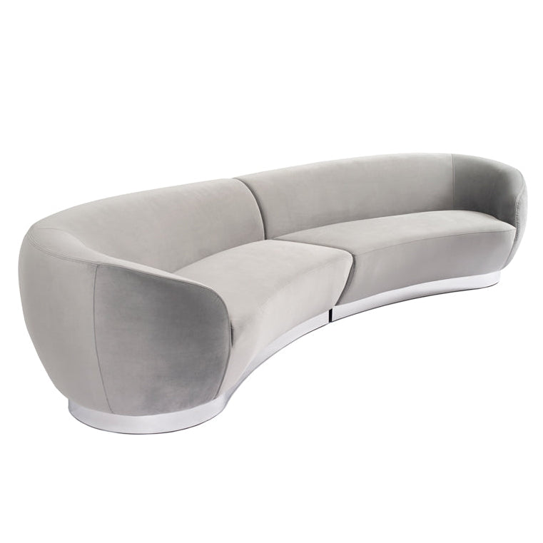 Equinox Six Seat Sofa – Dove Grey – Polished Chrome Base