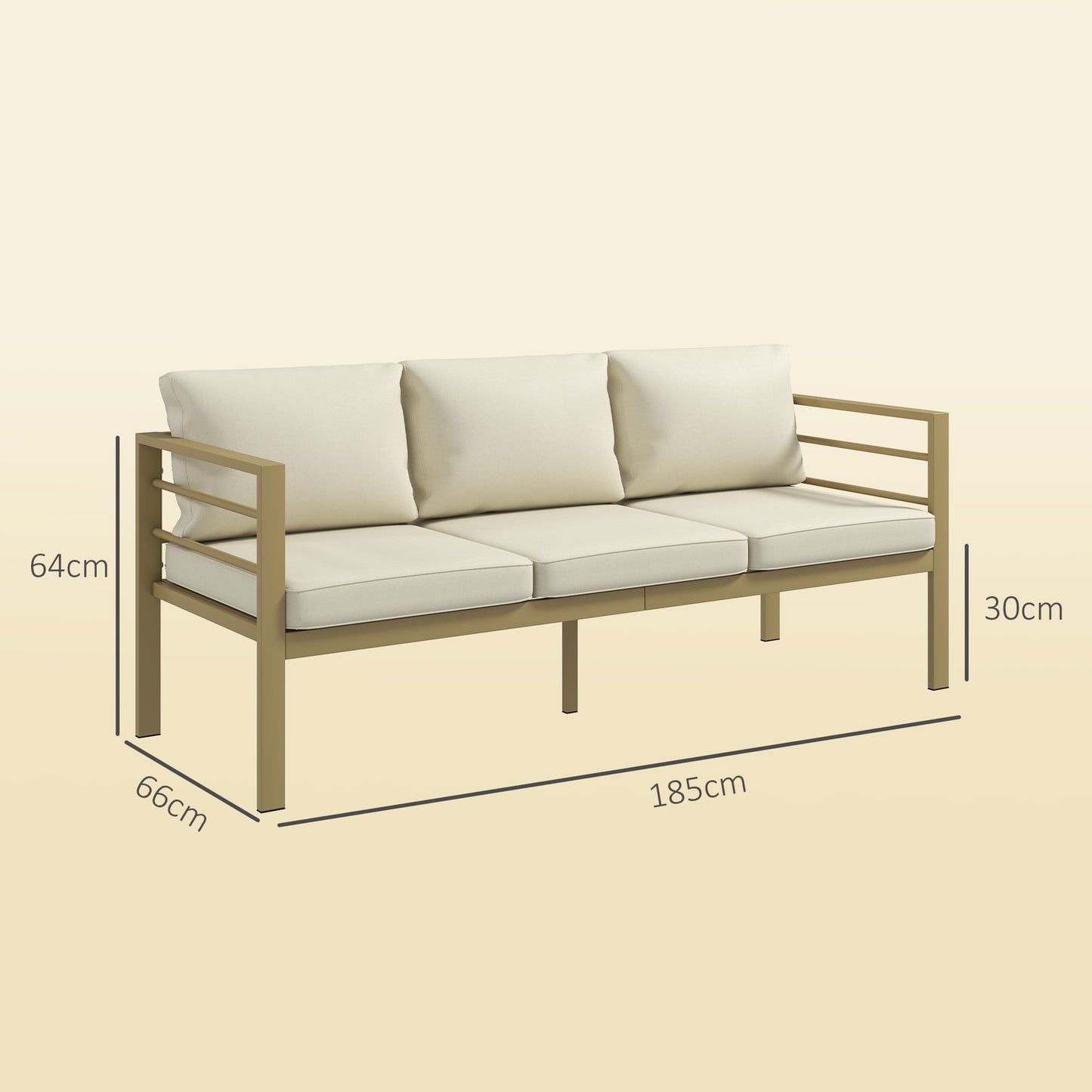 Garden Bench with Cushions, Outdoor Furniture, Cream White