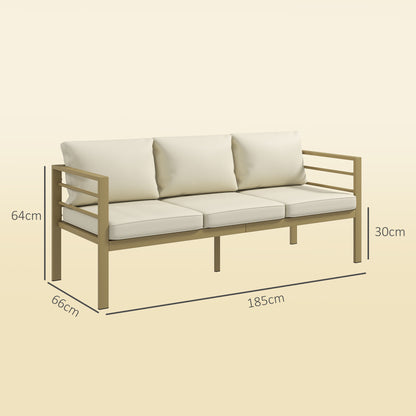 Garden Bench with Cushions, Outdoor Furniture, Cream White
