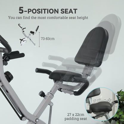 Folding Exercise Bike with Arm Bands and Hand Pulse Sensor, White