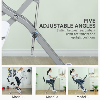 Folding Exercise Bike with Arm Bands and Hand Pulse Sensor, White
