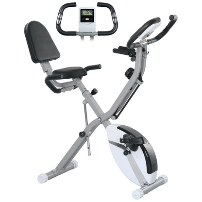 Folding Exercise Bike with Arm Bands and Hand Pulse Sensor, White