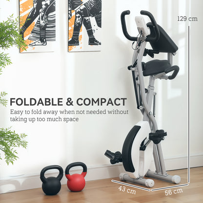 Folding Exercise Bike with Arm Bands and Hand Pulse Sensor, White