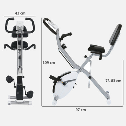 Folding Exercise Bike with Arm Bands and Hand Pulse Sensor, White