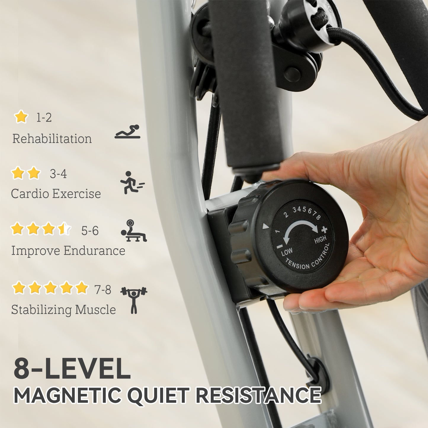 Folding Exercise Bike with Arm Bands and Hand Pulse Sensor, White