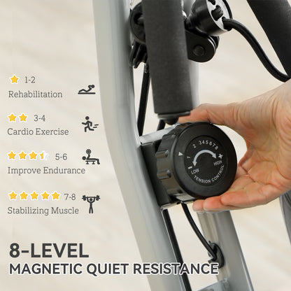 Folding Exercise Bike with Arm Bands and Hand Pulse Sensor, White