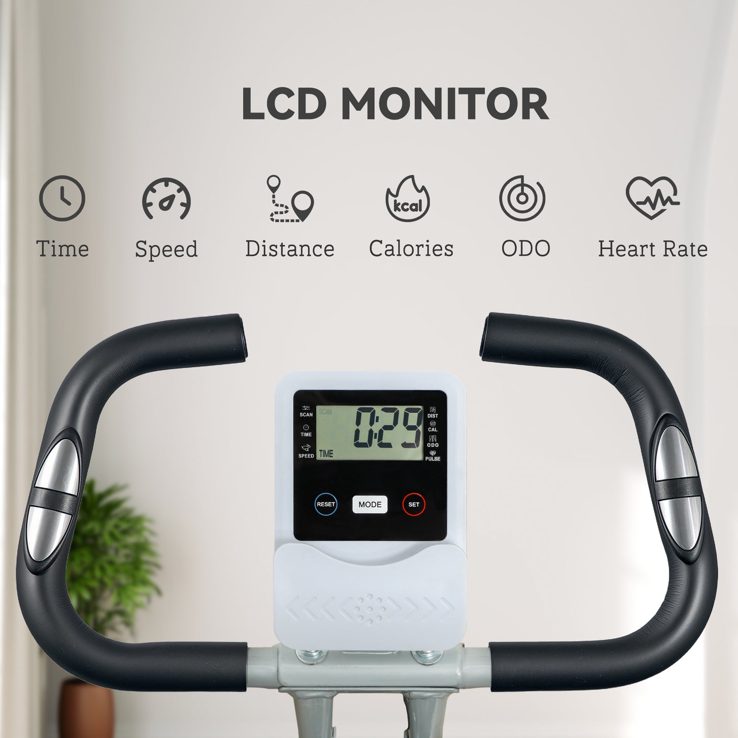 Folding Exercise Bike with Arm Bands and Hand Pulse Sensor, White