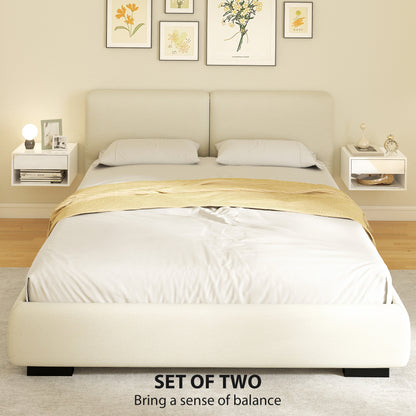 Floating Nightstands Set of 2, Bedside Table w/ Drawer and Open Shelf