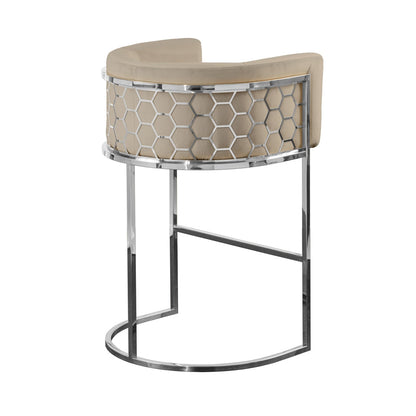 Alveare Counter Stool Silver - Taupe