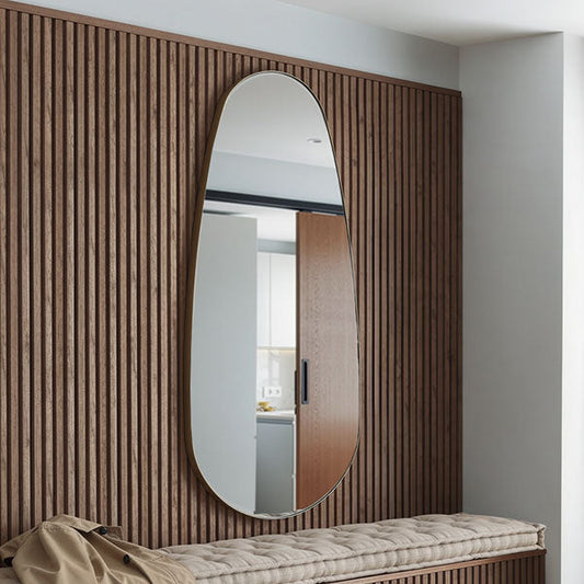 Adria Pebble Shape Dress Mirror - Brushed Brass