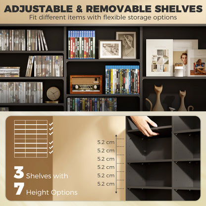DVD Storage Unit, Media Storage Shelf with 24 Compartments, Black
